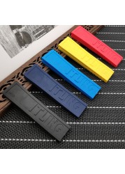 silicone rubber watch band 22mm 24mm black yellow red blue watchband bracelet for navitimer/avenger/breitling toss strap