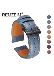 Calf leather watch strap 20mm 22mm quick release watchband for women men watch accessories solid buckle blue red green