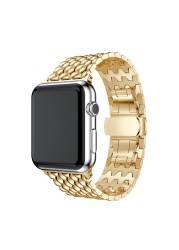 For Apple watch band 44mm 40mm 42mm 38mm 41 45mm metal strap for iwatch series 7 6 SE 5 4 3 accessories stainless steel bracelet