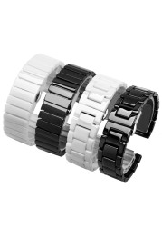 Ceramic watch band for men and women, high quality, black and white, 14 15 16 17 18 19 20 21 22 mm