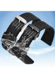 20mm Genuine Rubber Band Suit For Seiko Watch Series MM300 SBDX001/012/01 6105 Waffle Watch Strap Replacement Parts Black Silver