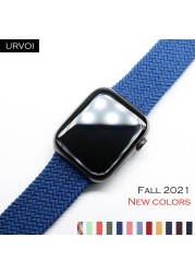 URVOI مضفر سولو حلقة ل أبل ساعة الرياضة الفرقة سلسلة 7 6 SE 5 4 3 21 لمط حزام ل iWatch المنسوجة المواضيع gen.5