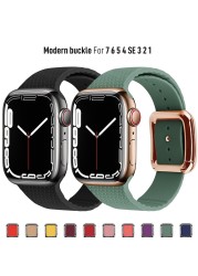 Modern Buckle Strap for Apple Watch Band 45mm 44mm 41mm/40m 42mm38mm Korea Silicone Bracelet iwatch Series 5 4 3 6 SE 7 Strap