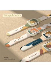 Silicone strap for Apple Watch band 40mm 44mm 45mm 41mm 38mm 42mm rubber watchband bracelet for iWatch series 3 4 5 6 se 7 band