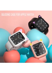 Cartoon Cat Ears Protective Sleeve for Apple Watch Case 44mm 40mm 42mm 38mm for iwatch Serie 3 4 5 6 Se Case Bumper Accessories