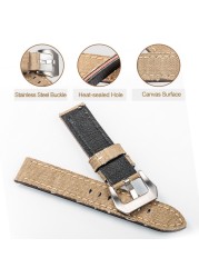 Hemsut Canvas Watch Bands Quick Release Premium Denim Khaki Two Pieces Watch Straps Matt Steel Buckle 20mm 22mm 24mm