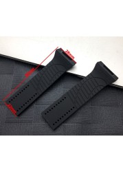 Soft Watchband Watches Silicone Rubber Black Band 28mm Fit For Porsche Strap Design World Timer For P6750 Free Tools