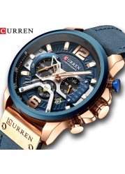 CURREN Men's Fashion Sport Watches Luxury Brand Military Style Leather Wrist Watch Chronograph Fashion