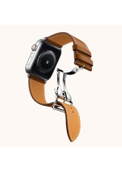 High Quality Genuine Leather Single Turn Buckle Strap for iwatch Apple Watch7 6 Se 5 4 3 2 1