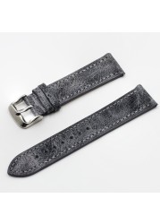 High Quality Retro Watch Strap Band 18mm 20mm 22mm 24mm Leather Watchbands Gray Black Brown Blue For Men Watch Accessories