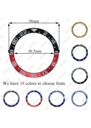 NEITON 38mm Ceramic Bezel GMT & Diving Watch Insert for 40mm Men's Watch Watches Replacement Watch Accessories Simple Dial Watch Bezel Ins