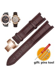 Genuine leather watchband for GC wristband 22*13mm 20*11mm engraved strap with butterfly stainless steel buckle