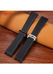 Curved end silicone rubber watch strap 24mm for tag ho-or watch accessories waterproof watchband wrist band bracelet