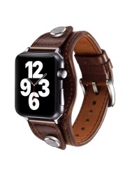 cuff bracelet for apple watch band 44mm 40mm leather watchband iWatch 42mm 38mm strap correas strap for series 6 se 5 4 3 7 45mm