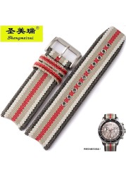 For BU7600 BU7680 Nylon Fabric Watch Band Quartz Men's Watch Band Accessories With Butterfly Buckle Burber-ry Arc Bracelet