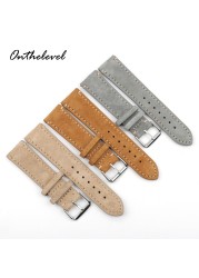 Suede Suede Watch Strap 18mm 20mm 22mm 24mm Handmade Leather Watchband Replacement Tan Gray Beige Color for Men Women Watches