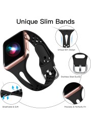 4pcs/pack Strap for Apple Watch SportBand 44mm 42mm 45mm 40mm 38mm 41mm for iWatch Series 7 SE 6 5 4 3 2 1, Breathable Slim Band