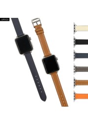 URVOI One Round for Apple Watch Band Series 7 6 SE 5 4 3 2 Slim New Design Adapter Genuine Leather Handmade Strap for iWatch