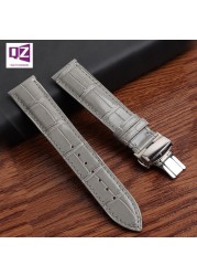 Gray Genuine Leather watchband 16mm 18mm 20mm 22mm Cowhide Watch Strap Gray Color Soft Bracelet Wrist Band Belts