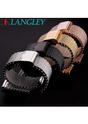 Fine Mesh Watch Strap Stainless Steel Milanese Strap Mesh Wristband 1.0 Wire Buckle Watch Strap Accessories 18mm 20mm 22mm 24mm