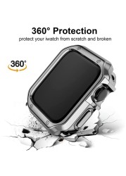 PC Case + Stainless Steel Strap for Apple Watch Band 45mm 41mm 40mm 44mm 38mm 42mm Watchband Bracelet iWatch Series 5 4 3 SE 6 7