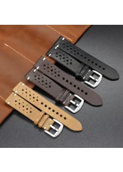 Genuine Leather Watch Band Black Brown Coffee Color Rally Watch Strap Replacement Watchbands 18mm 20mm 22mm