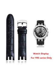 Top Quality Genuine Leather Watch Band for Strap Holder YRS403 412 402G 21mm Watchband Curved End Watches Bracelet Logo Buckle