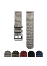 Hemsut Canvas Watch Bands Gray Quick Release Quality Nylon Watch Straps & Heavy Duty Brushed Buckle 18mm 20mm 22mm 24mm