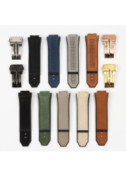 29*19mm Crazy Horse Leather Nature Rubber Silicone Watchband Watch Band Strap for Hublot Strap 30mm King Power Chain Charging Tools