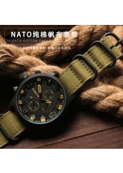 High Duty Quality Watchband 20mm 22mm 24mm 26mm Black Army Green Zulu NATO Nylon Canvas Canvas Watch Strap Black Silver Buckle