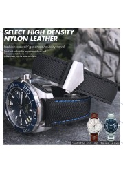 20mm 22mm Canvas Nylon Leather Watch Strap Fold Buckle Black Watch Band For Tag Heuer Carrera AQUARACER Watch Bracelets For Men