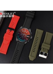 High quality silicone rubber watch band suitable for diesel dz4318/4323/4283/7315/4427 men waterproof soft big strap 24mm26mm