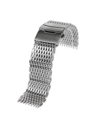 18/20/22mm Watchband Luxury Cool Watches Mesh Stainless Steel Bracelet Silver Wristwatch Band Strap Replacement + 2 Spring Bars