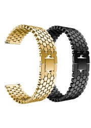 22mm Luxury Gold Stainless Steel Watch Band For Samsung Galaxy 46mm Gear S3 Band Galaxy Watch 3 45mm Link Bracelet For GT2 Strap