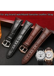 For any brand watchband watch strap 25mm large width black brown mens cowhide genuine leather bracelet waterproof bracelets & tools