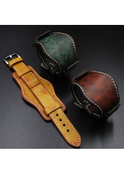 Onthelevel 20mm 22mm Watchband Leather Watch Strap Dark Green Leather Wristband Free Remove Tool Watch Accessories #D