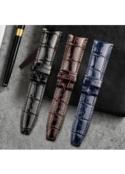 20mm 22mm Italian cowhide watch strap needle folding buckle lock leather watch strap suitable for IWC Portugal watch series