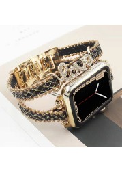 Women Jewelry Bracelet Band for Apple Watch 40mm 44mm 41mm 45mm Creative Diamond Wrist Strap for iwatch Series 7 6 SE 5 4 3