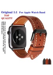 Top Quality Leather Band for Apple Watch 45mm 41mm 44mm 40mm 42mm 38mm Series 7 6 SE 5 4 3 Bracelet iWatch Accessories Strap