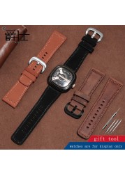 Frosted Genuine Leather Watchband 28mm Black Brown Strap Replacement Strap for S2 M2 P3 T2 Series Retro Watch Series