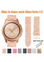 Samsung Galaxy Watch 42mm Smart Watch Strap Leather Strap For Galaxy Watch Active 2 Bling Replacement Glitter Watchband Bracelet