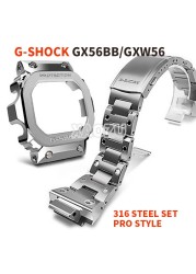 XAOZU Watchbands and Bezel for GX56BB GXW-56 Metal Strap Pro Style Case Frame with Tools 316 Stainless Steel Black Silver Gold