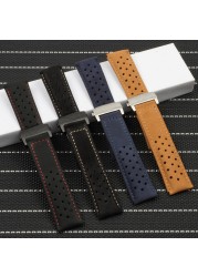 Quality 22mm Cow Leather Watchband for Tag Heuer Carrera Series Men's Band Watch Strap Wristband Accessories Folding Buckle