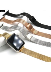 URVOI Band For Apple Watch Series 7 6 SE 5 4321 Slim Milanese Buckle Mesh Wrist Strap For iWatch Classic Stylish Design 41 45mm