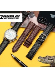 For any wristband luxury genuine crocodile leather watchband 18mm 19mm 20mm 21mm 22mm black brown straps