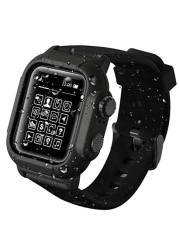 Case + Strap for Apple Watch 6 5 4 SE 44mm Sport Silicone Strap IP68 Waterproof Anti-drop Protective Cover for iwatch 3 2 1 42mm