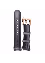 Reef Tiger Rubber Watch Strap, 29 cm, Black, with Tang Buckle for Aurora Clasps and Adapter