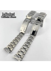 Miuksi 20mm 316L Solid Stainless Steel Watch Band Folding Buckle Mens Strap