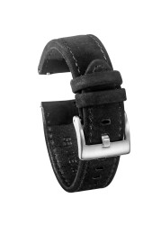 Hemsut Genuine Leather Watch Strap Bracelet Quick Release Black Calf Replacement Watch Strap for Women Men 18 20mm 22mm