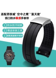 لا الغبار Watchband ل المواطن الهواء النسر قوس الفم حزام ساعة مطاطي Mido الدفة M005 مقاوم للماء ساعة سوداء الفرقة 23 مللي متر